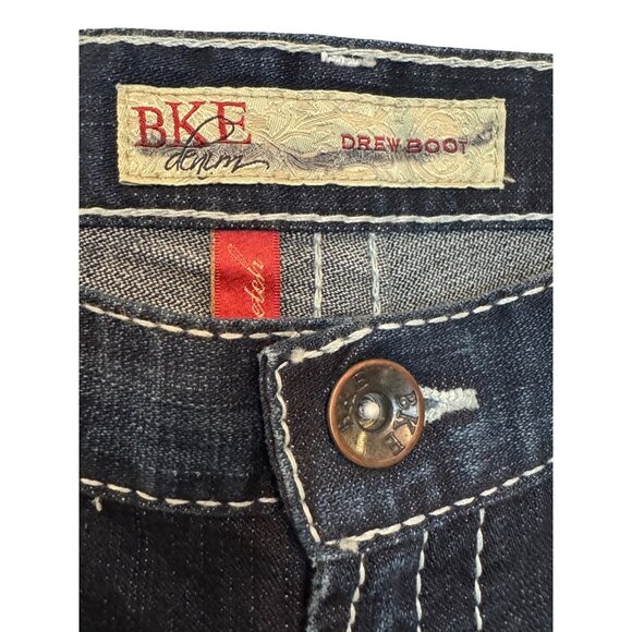 BKE Drew Bootcut Jeans Denim Women’s Size 29x33.5 Stretch Fit Dark Wash Single C - Picture 3 of 8